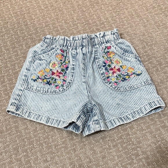 next Other - next Light Blue & White Striped Embroidered Pocket Shorts
